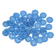 100pcs Sewing Buttons 15/32" Resin Round Flat 4-Hole Craft Buttons, Light Blue