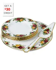Royal Albert Old Country Roses Cake Server 6Pc Set with $30 Credit