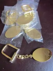 Wholesale Lot of 6 High Polish Gold Tone Unisex KeyChains Key Rings Oval Shape