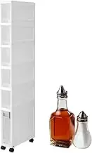 Tall Narrow Cabinet - Vertical Storage Cabinet, Slim Bathroom Storage Cabinet | Narrow Cabinet on Wheels, Rolling Side Storage Organiser Cabinet and Storage
