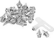 [uxcell] 1/4 Inch Steel Track Spikes, 20 Pack Conical Sports Shoes Spikes Replacement Accessories with Spike Wrench for Long Jumping Running, Silver Tone