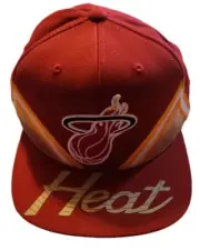 NBA Miami Heat Hat Cap Mens Adjustable Mitchell & Ness Red Trucker Hat