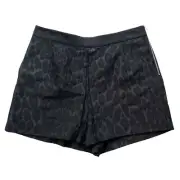 Sandro FR 40 US M Black Leopard Print Hi Rise Pleat Front 2.5" Skort Shorts NWOT