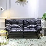 [Opoiar] Futon Couch Bed with Mattress and Frame Included,Comfortable Loveseat Sleeper Sofa for Dorm Apartment Office College Small Space Bedroom RV Living Room, Black 02