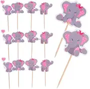 Baby Cake Decorations 36pcs Elephant Cake Topper Set Happy Birthday Cupcake Picks Animal Theme Baby Shower Dec