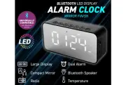 LED ALARM CLOCK BLUETOOTH SPEAKER MIRROR FINISH RADIO TEMPERATURE CARAVAN PARTS