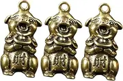 TEHAUX 3pcs Vintage Brass Pig Charms DIY Jewelry Making Pendant Keychain Charm Unique Zodiac Decoration for Necklace and Craft Projects