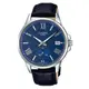 【CASIO】內斂條紋設計藍面皮帶腕錶-(MTP-EX100L-2A)