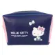 小禮堂 Hello Kitty 皮質方形化妝包 (藍粉坐姿款)