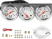 2" 52 mm 3 in1 Car Meter Triple Gauge Kit Water Temperature Gauge Oil Pressure Gauge Voltmeter Triple Gauge Set White Face Car Meter