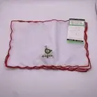 VTG Christmas Bird Dinner Napkins White Cotton Red Border (Set of 6)
