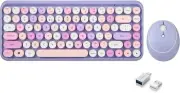 Wireless Mini Keyboard and Mouse Combo -Retro Round Key Caps - US English Layout
