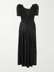 [Rodarte] Rodarte - Silk-satin And Cotton-blend Lace Maxi Dress - Black - US12 US 12 Black