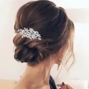 Olbye Wedding Hair Comb Rhinestone Bridal Pieces Flower Silver Crystal Headpiece