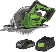 [Greenworks] 24V Brushless Circular Saw kit with 2Ah Battery and Fast Charger, 7.75 Inch
