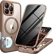 [BERFY] Magnetic for iPhone 16 Pro Max Case,Compatible with MagSafe, Built-in Privacy Screen Protector and Upgraded Camera Protection, Anti-Spy Full Body Shockproof Phone Case for 16 Pro Max 6.9", Brown