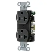 Hubbell Black Commercial Outlet Receptacle 2/2 Controlled 20A CBRS20C2BLK