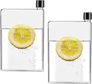 NASHRIO 2-Pack Gelible 420ml Clear Reusable Slim Flat Water Bottle - Portable for School, Sports, Travel, Dining Time. Fits in Pocket & Random Corner.
