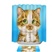 Beautiful Cat Drawings Striped Kitten Shower Curtain