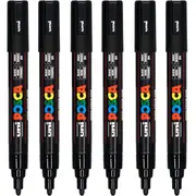 Uni Posca PC-5M Poster Marker Medium Bullet Tip 2.5mm Black 6 Pack