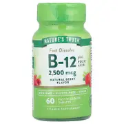 Nature's Truth, Vitamin B-12 plus Folic Acid, Natural Berry, 2,500 mcg, 60 Fast Dissolve Tablets