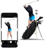 SelfieGolf Golf Swing Phone Holder - Selfie Putting Training Aids - Golf Analyzer Accessories | Winner of The PGA Best Product | Works with Any Smart Phone and Alignment Sticks