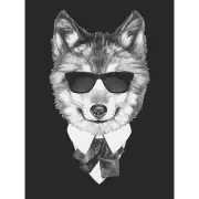 Bow Tie Wolf With Sunglasses Large Wall Art Print Canvas Premium Poster