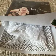 Vtg Leg Ave One Size Fishnet White Lace Top Thigh High Stockings Hosiery NEW