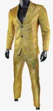NEW Nawgut Men's Sequin Blazer Metallic Slim Suit 2 Piece Set Size Small