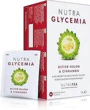 NUTRAGLYCEMIA - Blood Glucose Tea | Diabetes Tea - For Blood Sugar Control & Diabetics - Includes Bitter Melon (Karela), Ceylon Cinnamon & Fenugreek - 20 Enveloped Tea Bags - by Nutra Tea - Herbal Tea