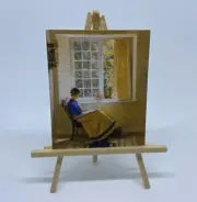 Miniature Dollhouse Room Box Wall Art 1:12th Scale Woman in Window Handmade