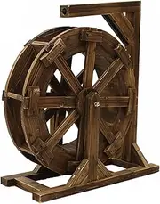 Waterwheel Fountain Outdoor Garden with Stand, Wooden Waterwheel Fountain for Patio Pond Pool, Garden Decorative Water Feature, Retro Country Decor (Size : 60cm(23.6inch))