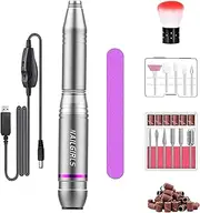 NAILGIRLS Electric Nail File, Portable Nail Drill USB 25000RPM Professional Nail Drill Machine for Acrylic Gel Nails Efile E File Manicure Pedicure Polishing Shape Tools for Home Salon Use (Silver)