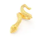 Snake Ring Wrap Animal Adjustable Shiny Gold Plated Brass 6.5-8.5 us size 4004