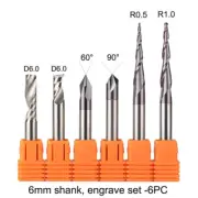 6pcs 6mm Shank Carbide CNC Solid engraving bits milling cutter woodwork set