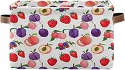 Hand Drawn Style Colorful Fruits Home Storage Bin, Decorative Rectangle Home School Organizers, Set of 2