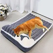 Dog Bed for Small and Medium Dogs,Dog Mattress with Pillow,Sofa Dog Bed,Pet Bed Puppy Bed,Detachable and Washable Dog Mat,Grey 100x70cm
