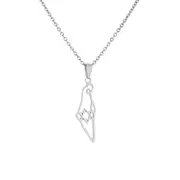 ANYCO Necklace 925 Silver Israel Map With Star Pendant Zircon 5A Gift Jewelry
