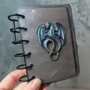 DRAGON Notebook Blank Journal 3D Gray Shimmer Sketchbook Diary Grimoire A7 Small