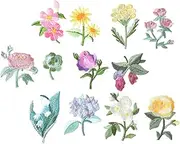 DOITOOL 12Pcs Mixed Style Flower Embroidered Patches for Clothing DIY Decorative Garment Accessories Sewn Unique Floral Applique for Repair and