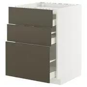 METOD / MAXIMERA base cab f hob/3 fronts/3 drawers, white/Havstorp brown-beige, 60x60x80 cm
