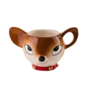 Christmas Ceramic Tinsel Town Reindeer Cup Old Fashioned Style
