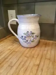Studio Art Pottery Hand thrown Stoneware pitcher signed cottage farmhouse