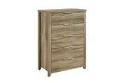 Tallboy with 5 Storage Drawers Natural Wood like MDF in Oak Colour