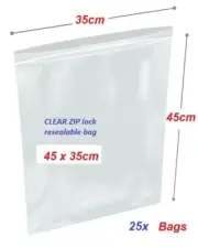 Clear Re-sealable ZIP Lock plastic bag 45cm x 35cm - 25x bags