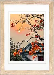 Wooden Picture Frames, A4 Natural Picture Frame, For Family Photo, Poster and Jigsaw Display, Landscape or Portrait Orientation, Wall-Mount & Desk Stand(Natural)