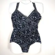 Miracle Suit Swimsuit One Piece 24W Blue Multi New With Tags