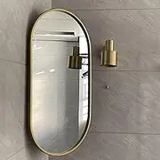 Swivel Corner Wall Mirror, 30x50cm, 35x60cm, 40x80cm, 40x90cm, 50x80cm, Black, White, Gold, Wall Mirror with Metal Frame, HD Vanity Mirror, Safety Explosion Proof(Gold,35x60cm/13.8x23.6in)