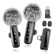 Wireless Microphone Mini Mic for iPhone/Android Phone, LED Display Lavalier