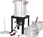 CreoleFeast TFS3010 Propane 30 Qt. Turkey and 10 Qt. Fish Fryer Boiler Steamer Set, 50,000 BTU Burner, Ideal for Outdoor Cooking
